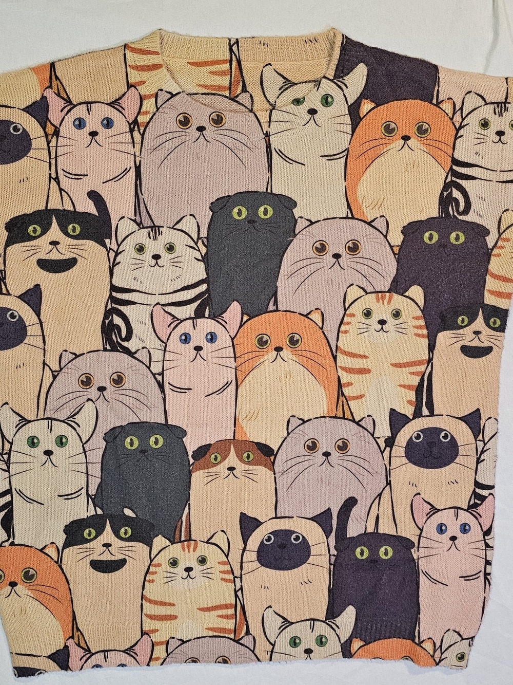 Cat Print Woman Sweater - Multicolor Cute Cats Design